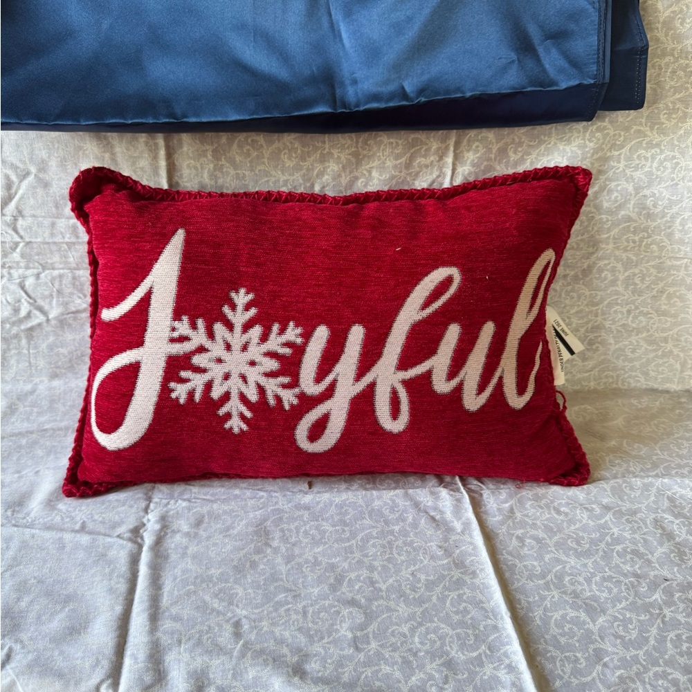 Joyful Red Holiday Pillow